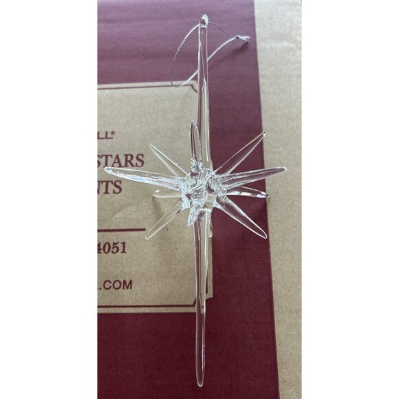 BALSAM HILL Gleaming Stars Christmas Ornaments Set Of 6 Clear Glass 5-9” 4004051 - Picture 3 of 5